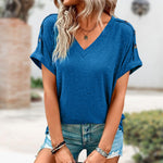 T-shirt à col en V avec boutons