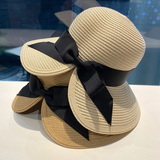 Chapeau de paille parasol avec nœud