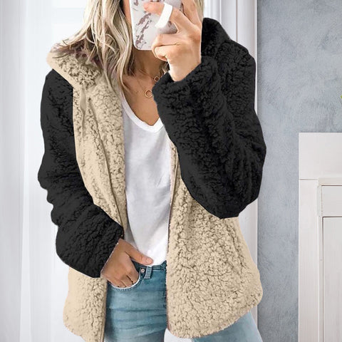 Veste d'Hiver en Peluche à Capuche