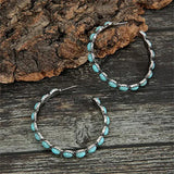 Boucles d'oreilles créoles vintage turquoise en forme de C