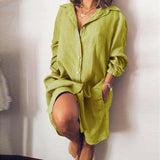 Robe chemise décontractée de couleur pure pour femmes