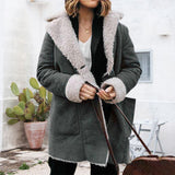 Veste en Peluche Épaisse à Revers