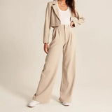 Pantalon Taille Haute à Jambe Large