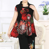 costume deux pièces en coton et lin pour personnes âgées