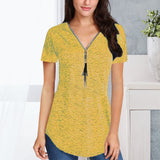 T-shirt d'été uni zippé pour femme
