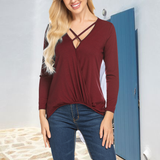 T-shirt femme en maille col V