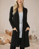 Veste Cardigan Mi-Longue Simple à Manches Longues