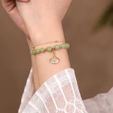 Wotian Jade Bracelet Porte-bonheur en Feuille d'Or