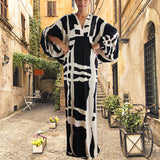 Robe imprimée à manches en V pour femmes