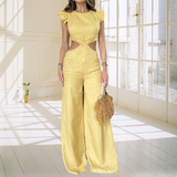 Costume à Manches Volantes de Couleur Unie