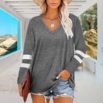 T-shirt Col V Manches Longues Femme Coupe Ample