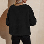 Veste en peluche pour femme avec col en V