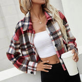 Veste vintage à revers à carreaux
