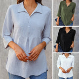 Chemisier en coton et lin de couleur unie