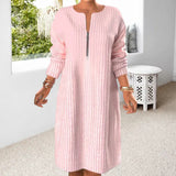 Robe Unicolore avec Fermeture Éclair