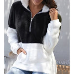 Veste en Peluche Zip Contrastée