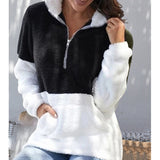 Veste en Peluche Zip Contrastée