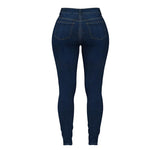 Jean skinny taille haute à double boutonnage