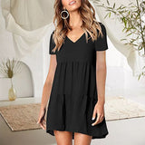 Robe décontractée ample à manches courtes et col en V pour femmes