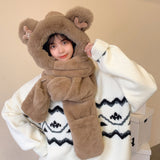 Ensemble bonnet/écharpe/gants ours chaud pour femme