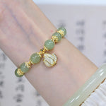 Wotian Jade Bracelet Porte-bonheur en Feuille d'Or
