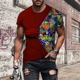 T-shirt homme avec imprimé 3D et col rond