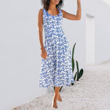 Robes Mi-longues Sans Manches de Plage Élégantes à Col Rond