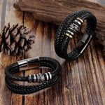 Bracelet en cuir multicouche pour homme
