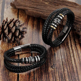 Bracelet en cuir multicouche pour homme