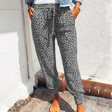Pantalon décontracté ample à imprimé léopard pour femme