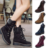 Bottes Mi-Mollet en Daim à Lacets Hiver