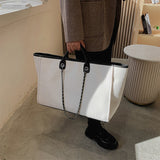 Sac fourre-tout en toile à bandoulière pour femmes, sac seau à sangle en chaîne