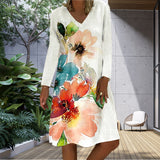 Robe imprimée à manches longues et col rond