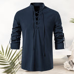 T-shirt homme en coton et lin avec cordon de serrage
