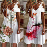 Robe de villégiature trapèze à manches courtes et longueur au genou