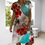 Robe longue de style ethnique à col en V pour femmes