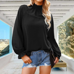 T-shirt ample à manches longues en mousseline de soie pour femme