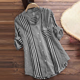 Chemisier à rayures et col montant à manches 3/4