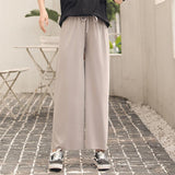 Pantalon Large en Soie de Glace Femme Taille Haute