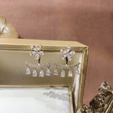 Boucles d'Oreilles Fleur Zircon Pompon