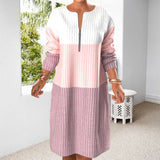 Robe Bloc de Couleur Avec Fermeture Éclair