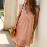 Robe estivale en dentelle à volants sur les manches