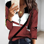 Sweat-shirt Zippé à Col en V et Blocs de Couleurs