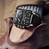 Montre mécanique automatique d'affaires carrée de luxe lumineuse