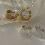 Boucles d'Oreilles Brossées en Forme de C