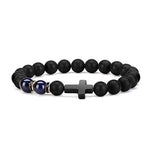 Bracelet de perles d'ambre à croix intérieure