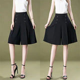 Pantalon à Jambe Large Drapé De Glace à Taille Haute