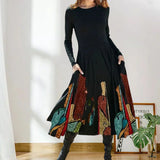 Robe Imprimée à Manches Longues