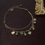 Bracelet de cheville incrusté de cristaux avec franges de diamants