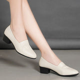 Chaussures en cuir antidérapantes à semelles souples pour femmes